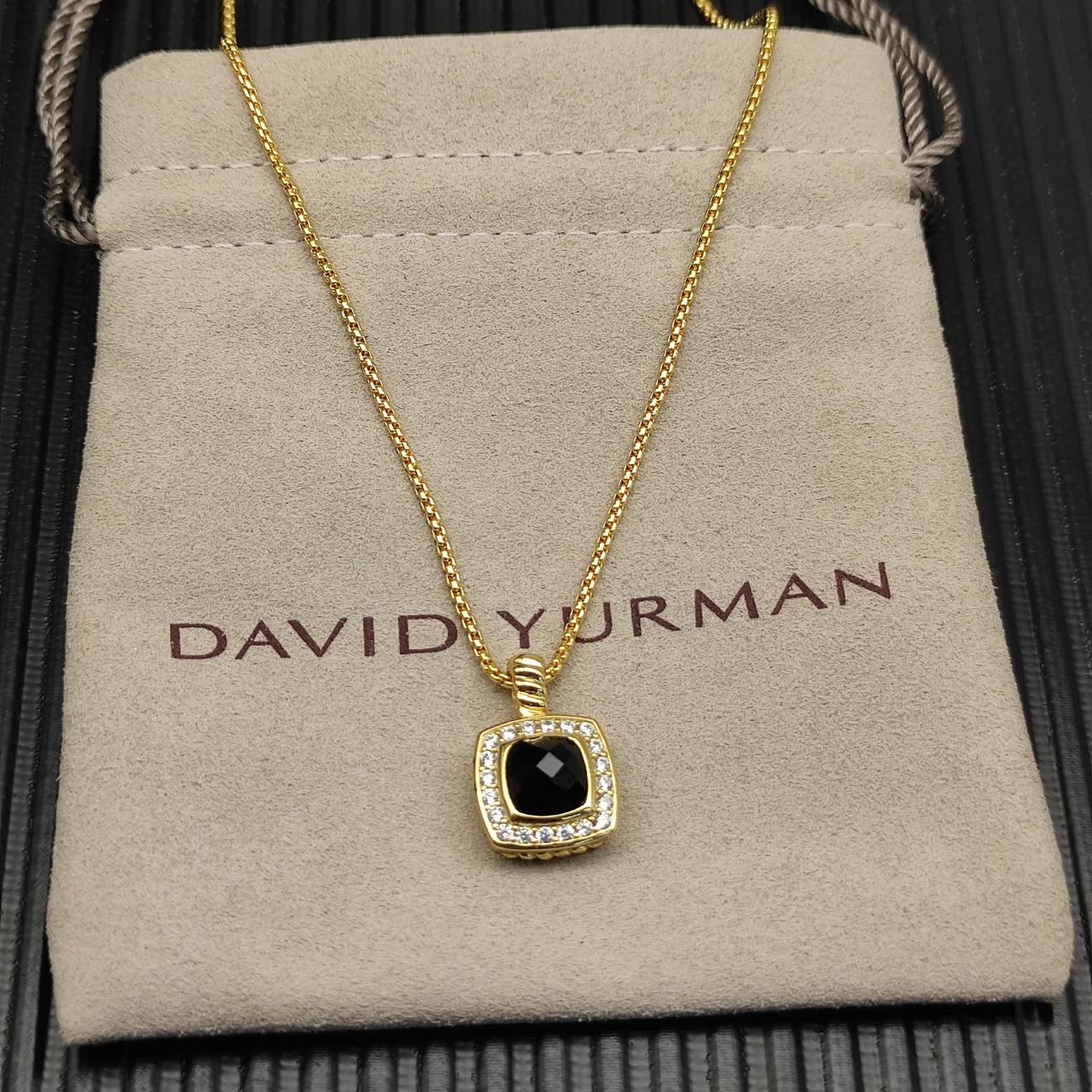 David Yurman Black Onyx and Diamond Cable Collectibles Pendant Necklace